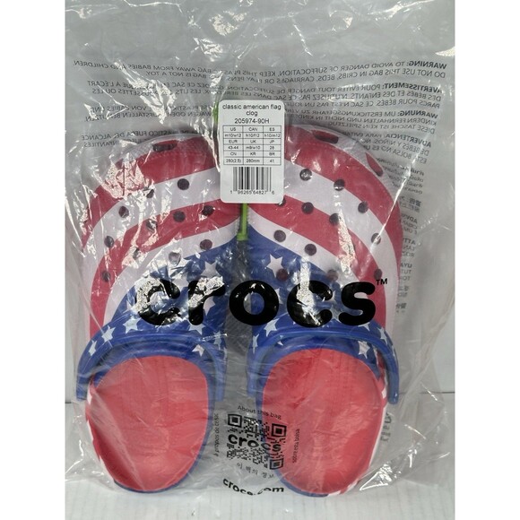 Size 10 Crocs Classic American Flag Clogs Shoes Team USA Patriotic Men’s NEW - Picture 7 of 7